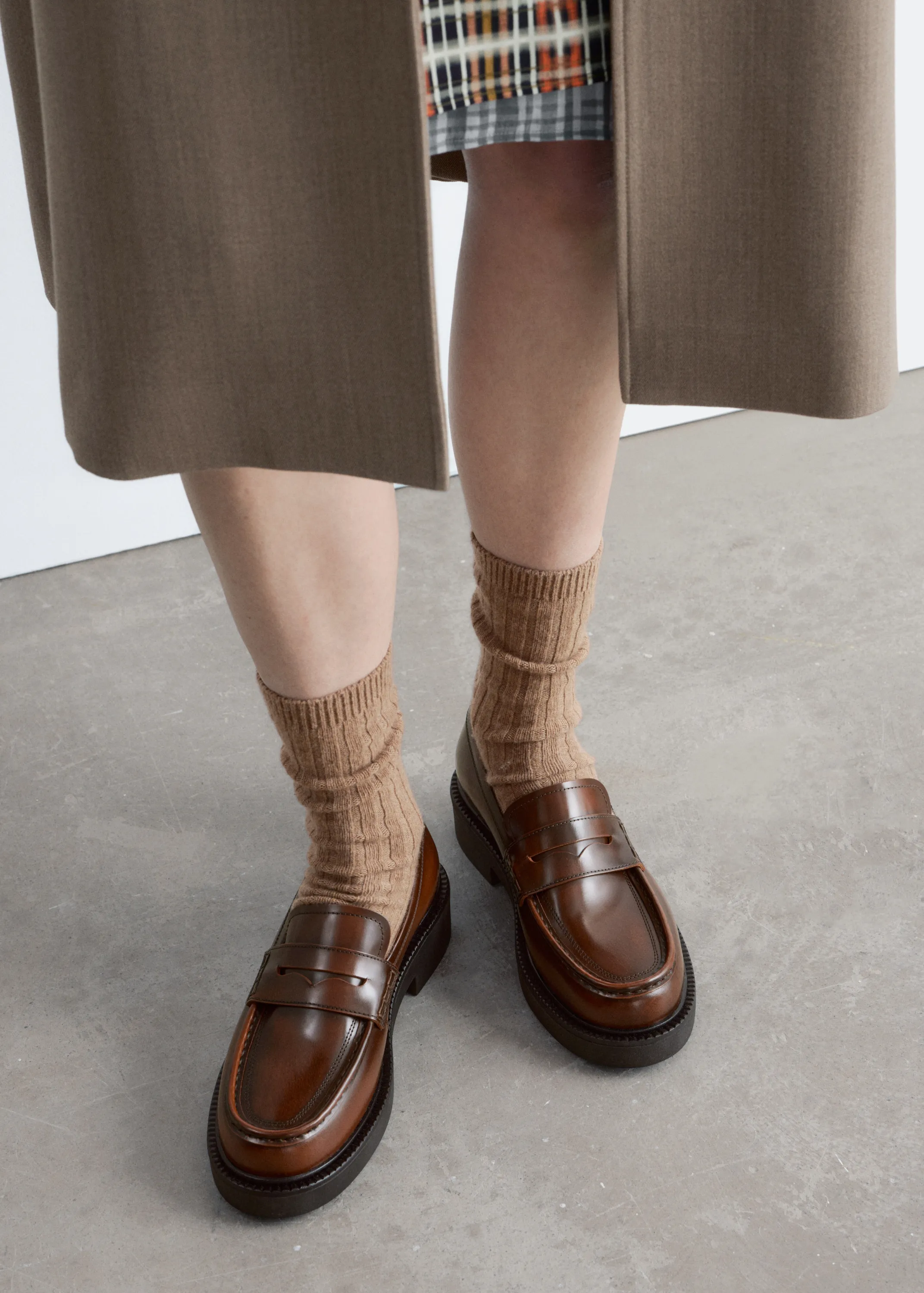 Mocassins en cuir épais - Marron Clair