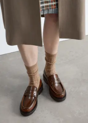 Mocassins en cuir épais - Marron Clair — photo 1