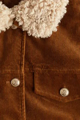 Veste matelassée en velours côtelé - Brown — photo 3