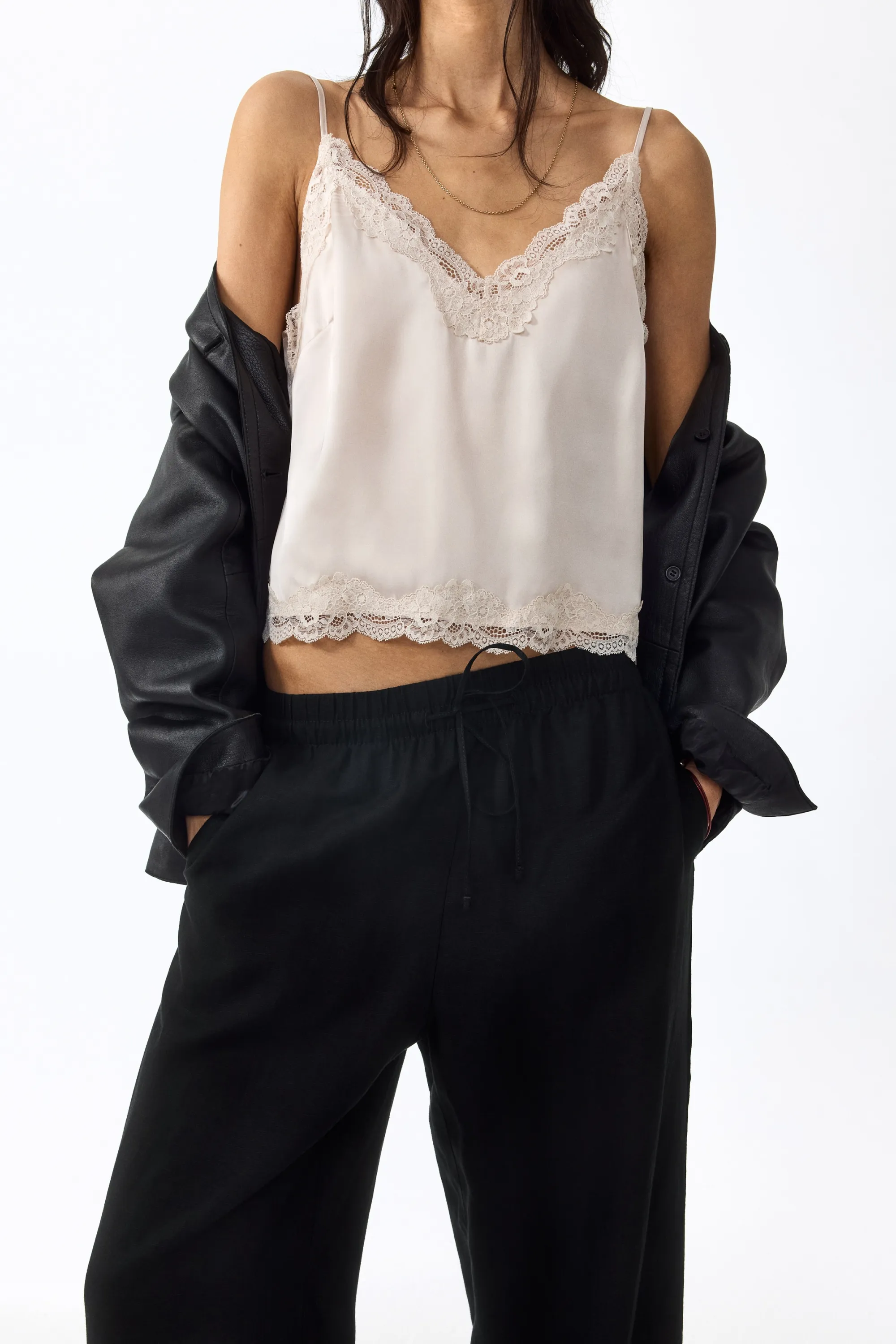 Pantalon en lin mélangé - Noir