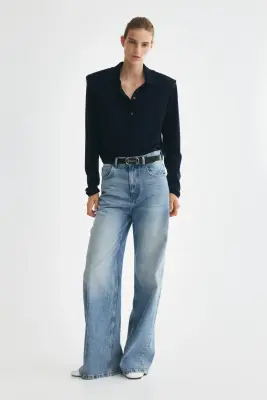 Polo en laine mérinos - Bleu marine — photo 1