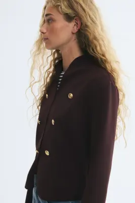 Veste à boutons en jersey - Marron foncé — photo 4