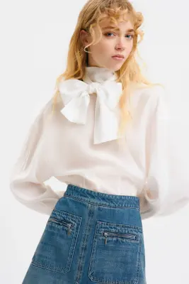 Jupe trapèze en denim - Bleu denim — photo 1