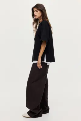 T-shirt oversize en interlock - Noir — photo 2