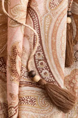 Robe trapèze avec détail à nouer - Beige/motif cachemire — photo 4