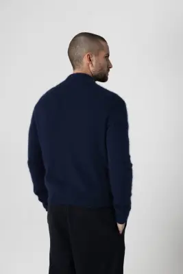 Gilet Marine Col Rond Manches Longues en Raccoon / Polyamide — photo 5