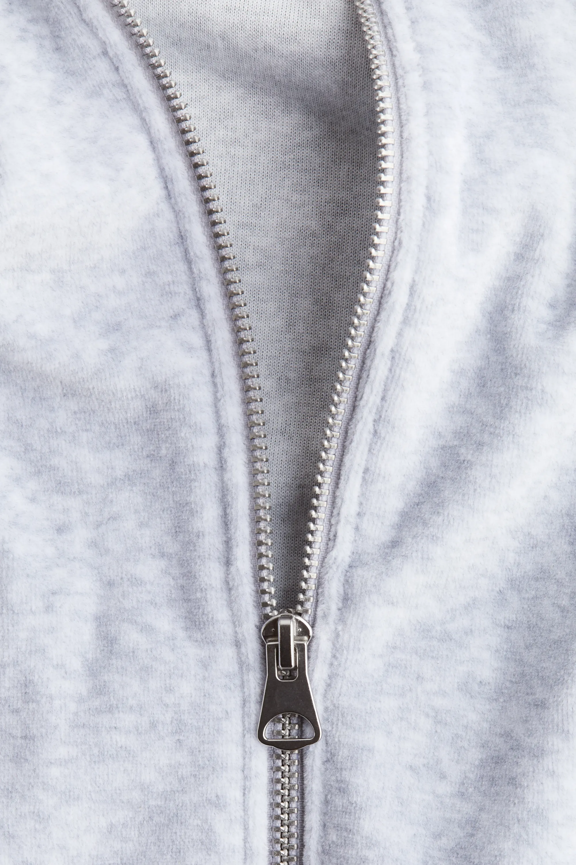 Veste zippée en velours - Gris clair chiné