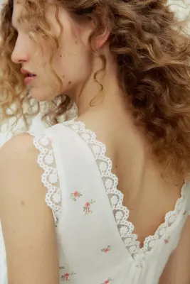 Top sans manches en viscose - Blanc/fleuri — photo 3