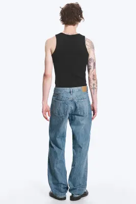 Jean droit et ample taille mi-haute Galaxy - Captain Blue – Bleu clair — photo 3