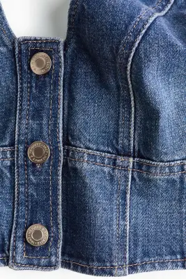 Crop top en denim - Bleu denim — photo 5