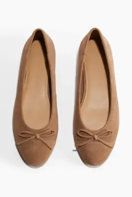 Ballerines en cuir - Beige foncé — photo 1