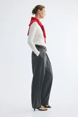 Pantalon chic avec ceinture - Gris foncé — photo 3