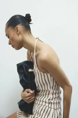 Top dos nu en maille pointelle - Crème/rayé — photo 1