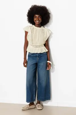Blouse en cotonnade & guipures — photo 5
