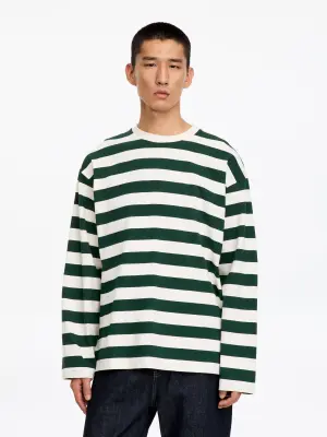 T-shirt décontracté à manches longues - Vert foncé/Écru — photo 1