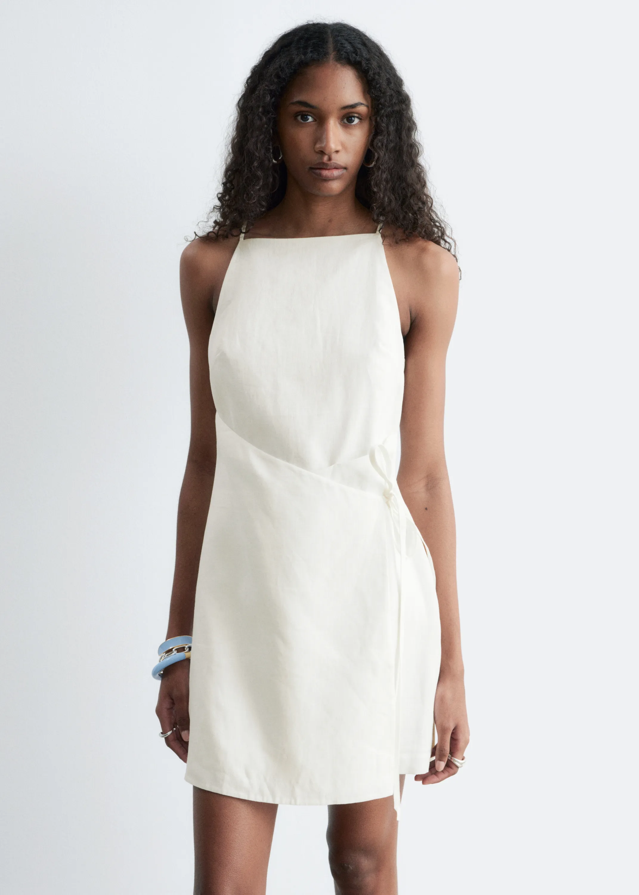 Robe courte en lin - Blanc