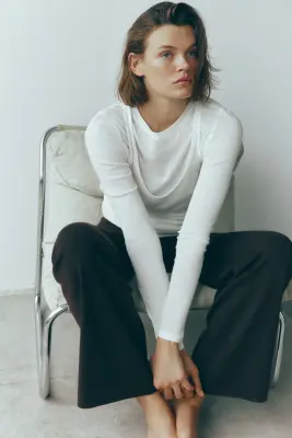 Pantalon en maille fine - Marron foncé — photo 1