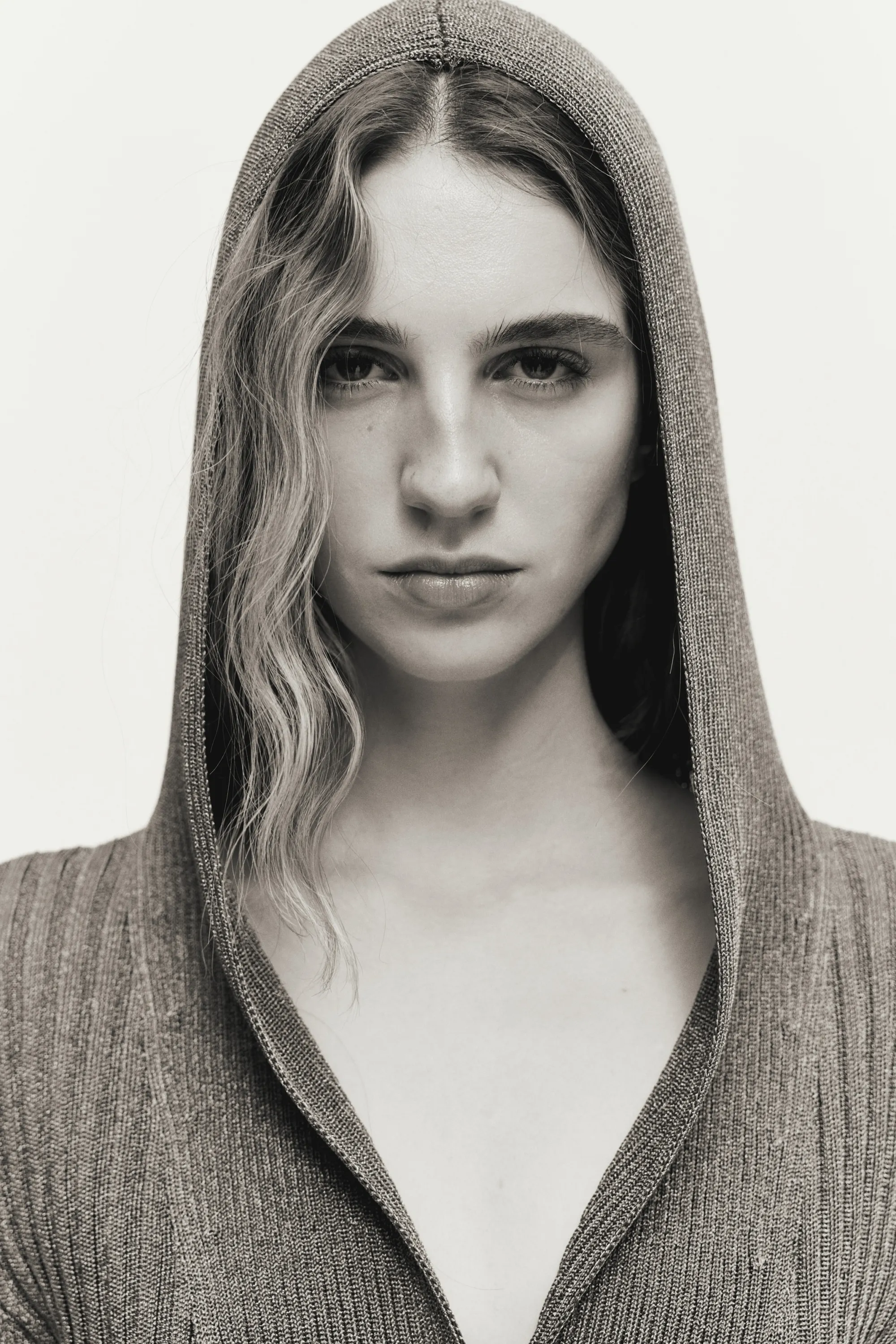 Hoodie métallisé en maille côtelée - Gris foncé