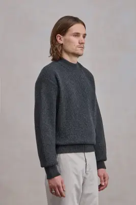 Deck Sweater - Laine d'agneau Gris Chiné Anthracite — photo 4