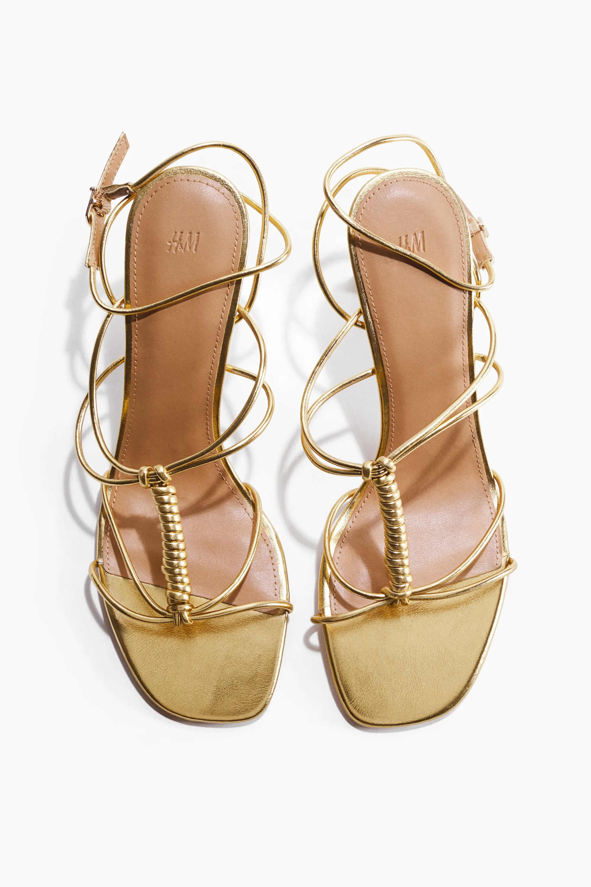 Sandales à talon avec brides fines - Doré