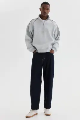 Sweat Loose Fit avec col zippé - Gris chiné/Akito — photo 1