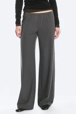 Pantalon de costume à enfiler taille basse - Gris foncé rayé — photo 1