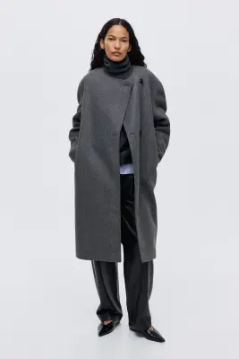 Manteau à écharpe - Gris foncé chiné — photo 1