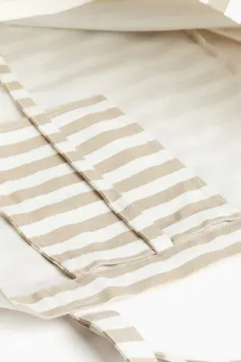 Sac de plage en toile de coton - Beige/rayé — photo 1