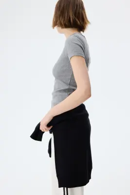 T-shirt côtelé - Gris chiné — photo 4