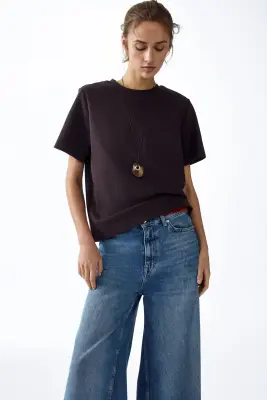 T-shirt en coton pima - Marron foncé — photo 2