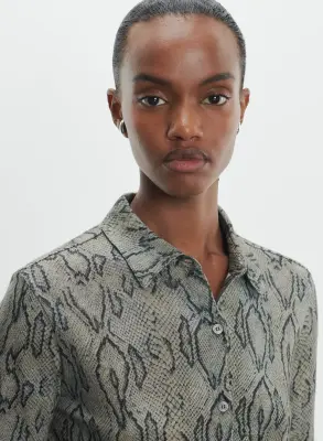 Chemise en coton et cachemire imprimé serpent — photo 3