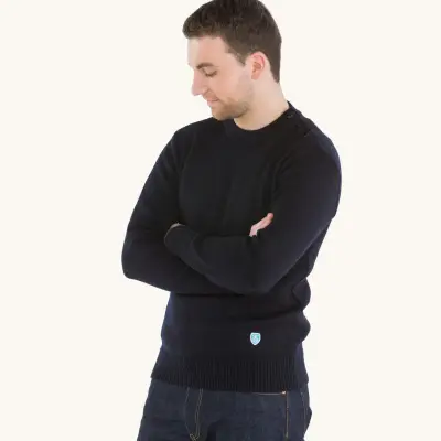 Sweat molleton avec col bateau Navy — photo 4