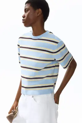 T-shirt en maille - Bleu ancien/rayé — photo 2
