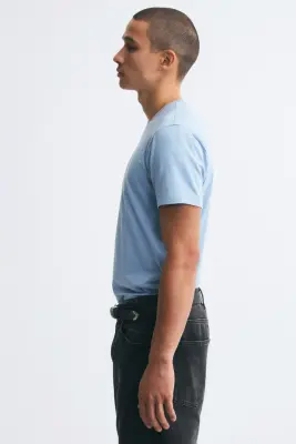 T-shirt Slim Fit - Bleu clair — photo 4