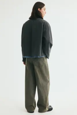 Jean Loose Wide à coutures tournantes - Vert denim — photo 3