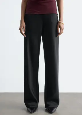 Pantalon en satin à cordon de serrage - Noir — photo 1