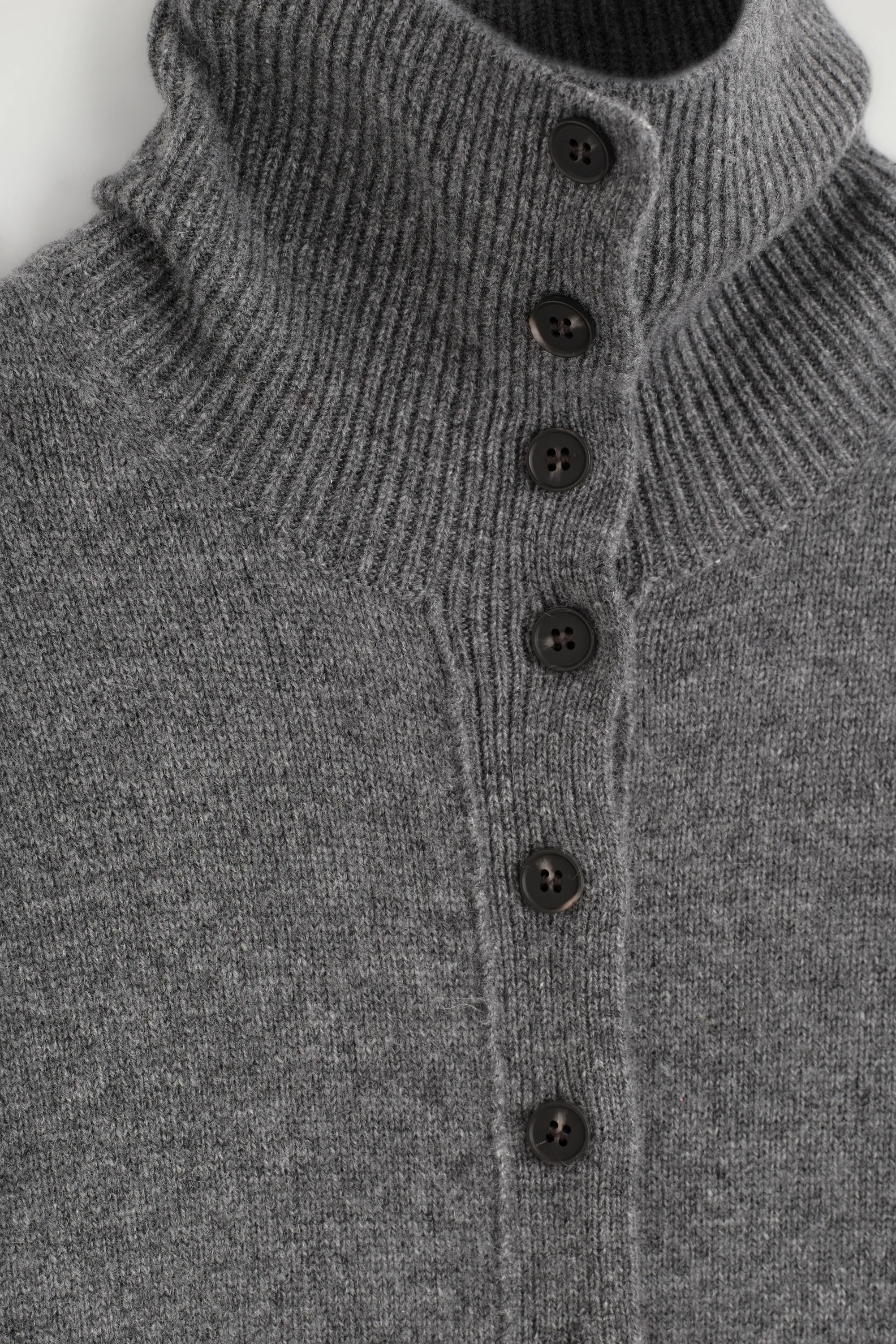 CARDIGAN SCULPTÉ À COL CHEMINÉE EN PUR CACHEMIRE - GRIS CHINÉ
