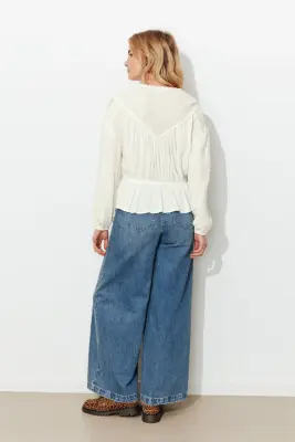 Blouse rétro unie Femme — photo 4