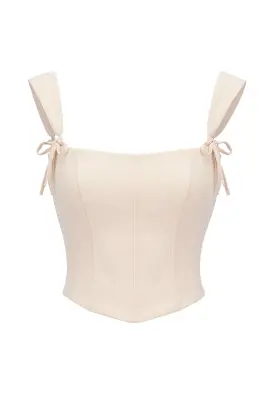 Jeanette Linen Corset Top - Cream — photo 3