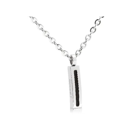 ROCHET - Pendentif Cabestan acier/cable bicolore PVD noir et chaîne Ø2,5mm P062381