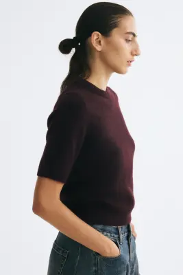 T-shirt en maille - Violet foncé — photo 4