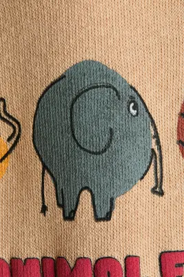 Sweat à motif imprimé avec intérieur brossé - Beige/Animal Fun Club — photo 2