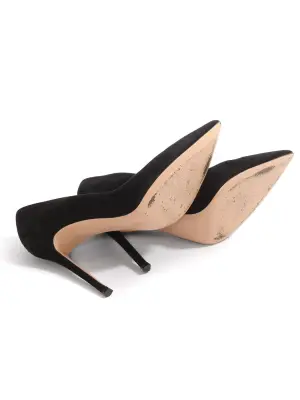 Escarpins 105 en suède noir talon stiletto bout pointu Px boutique 590€ Taille 38 — photo 5