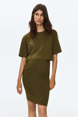MAMA Ensemble 2 pièces avec top et jupe - Vert kaki foncé — photo 1