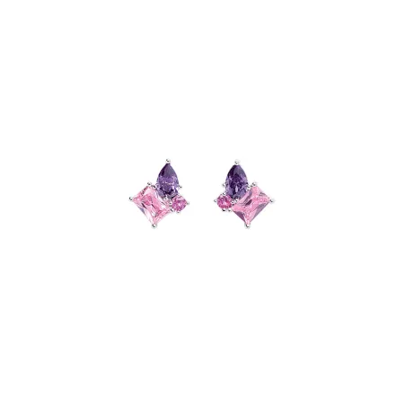 Boucle d'oreille Argent Rhodié - Oxyde de Zirconium violet et rose Go Mademoiselle 602625
