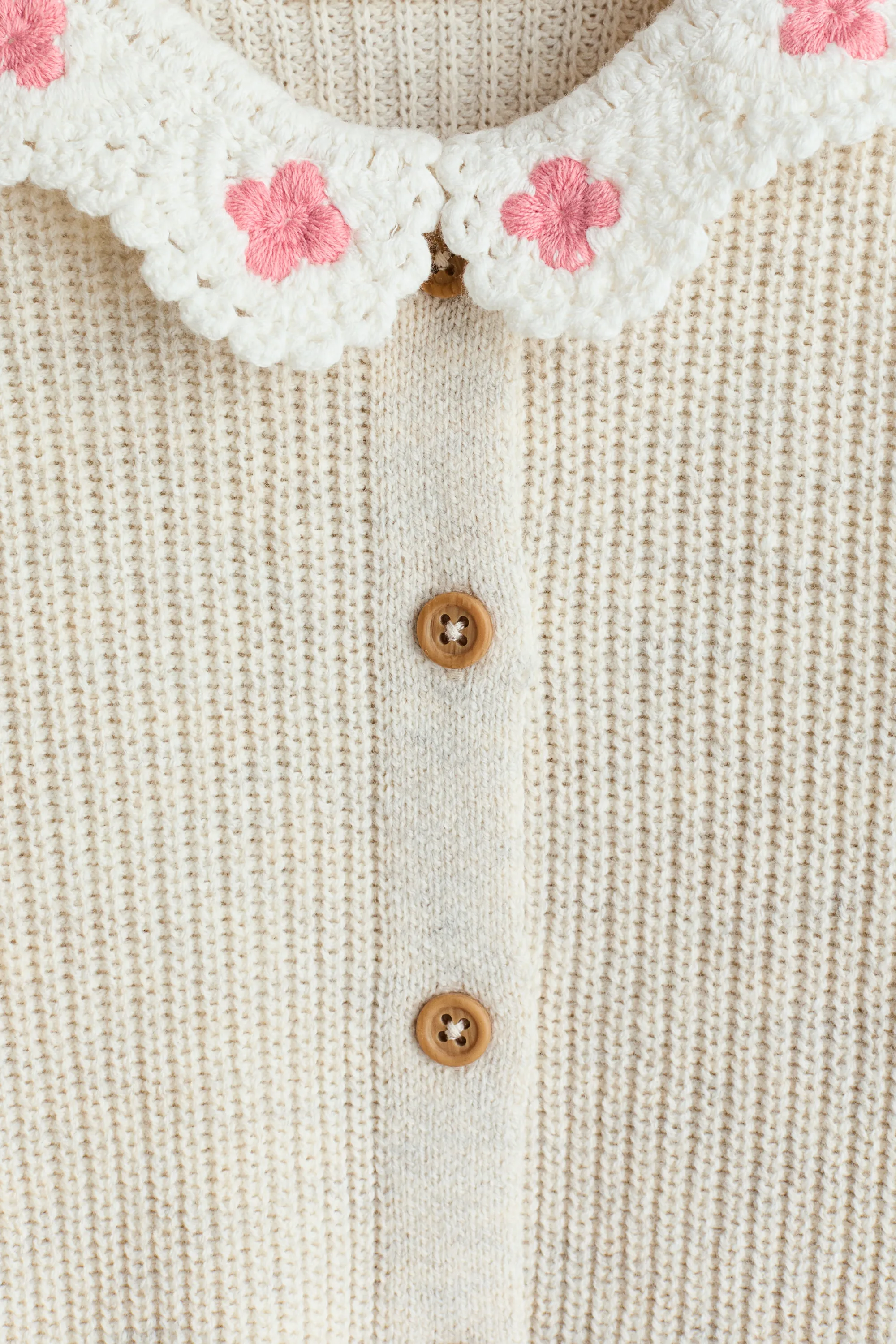 Gilet façon crochet avec col - Beige clair