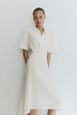Robe chemise avec ceinture à nouer - Blanc — photo 2