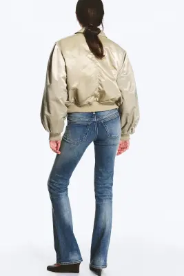 VESTE BOMBER EN NYLON AMPLE YULIA B - Vert kaki clair — photo 4