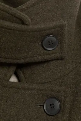 Manteau croisé ceinturé en mélange de laine - Vert kaki foncé — photo 5