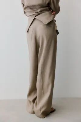Pantalon chic en lin mélangé - Taupe ancien — photo 2